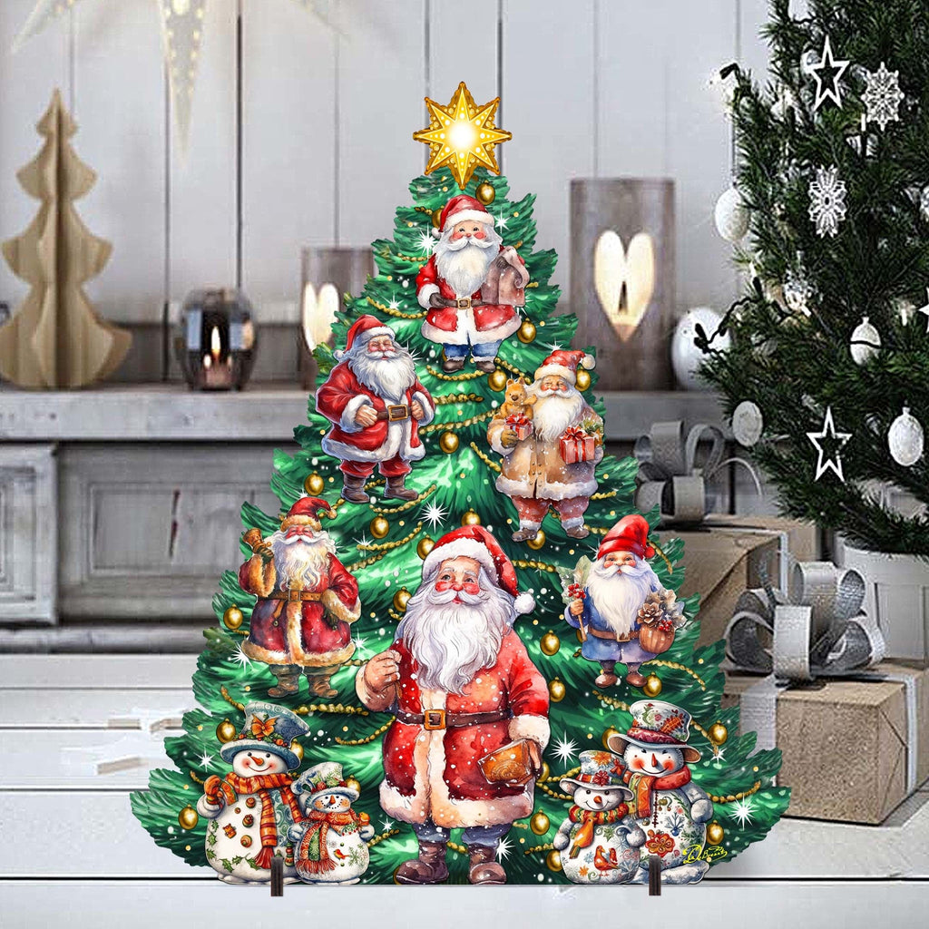 Santa Claus-Themed Christmas Tree Outdoor Indoor Decor Wooden Christmas Decoration by G. Debrekht Christmas Decor - 8191516F