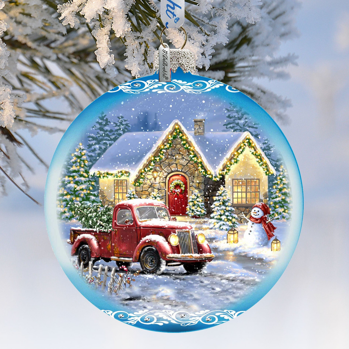 Christmas Cottage Glass Ornament Limited Edition by D. Gelsinger - Christmas Decor - 73899-1926