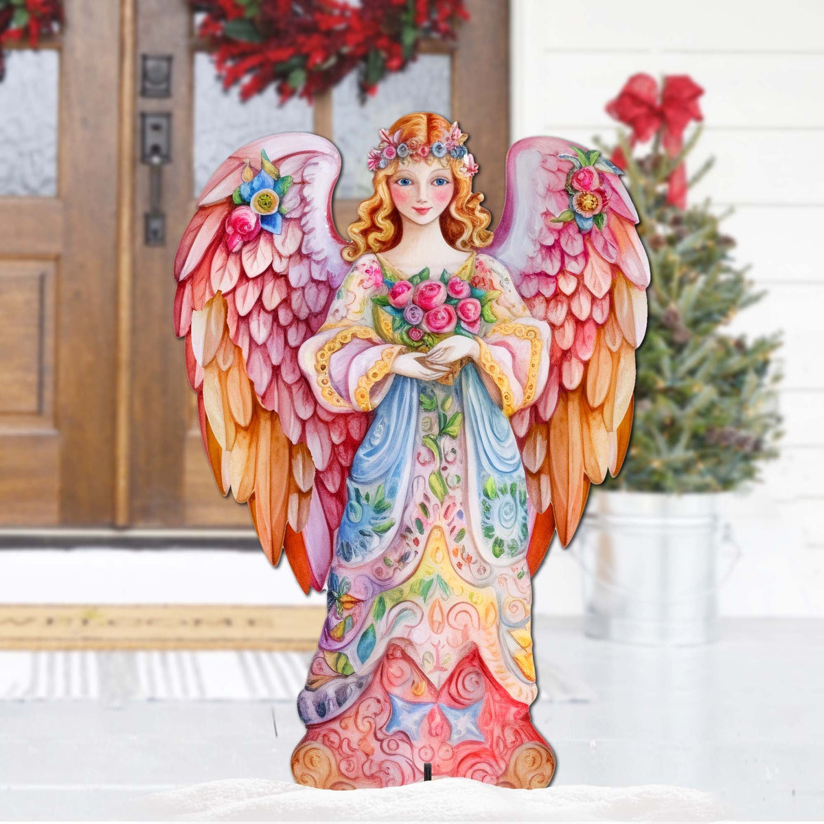 Pink Floral Angel Outdoor Decor by G. Debrekht - Nativity Holiday Decor - 8611023F