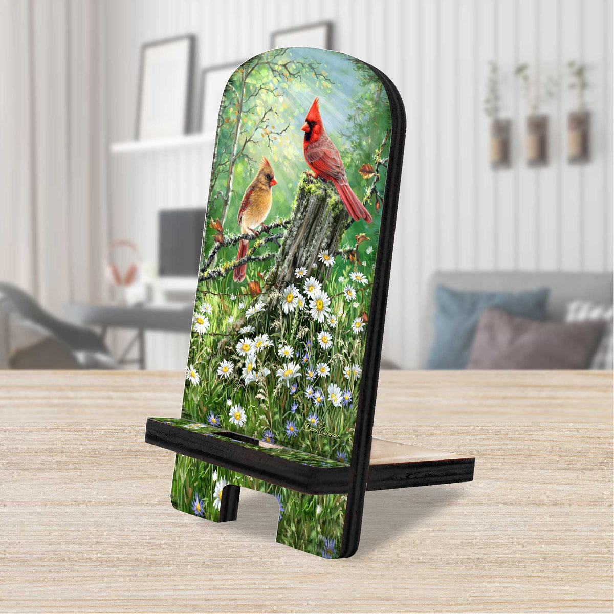 Cardinals Appear When Angels Are Near Cell Phone Stand Inspirational Decor Wood Mobile Tablet Holder Charging Station Organizer - 892086-DG