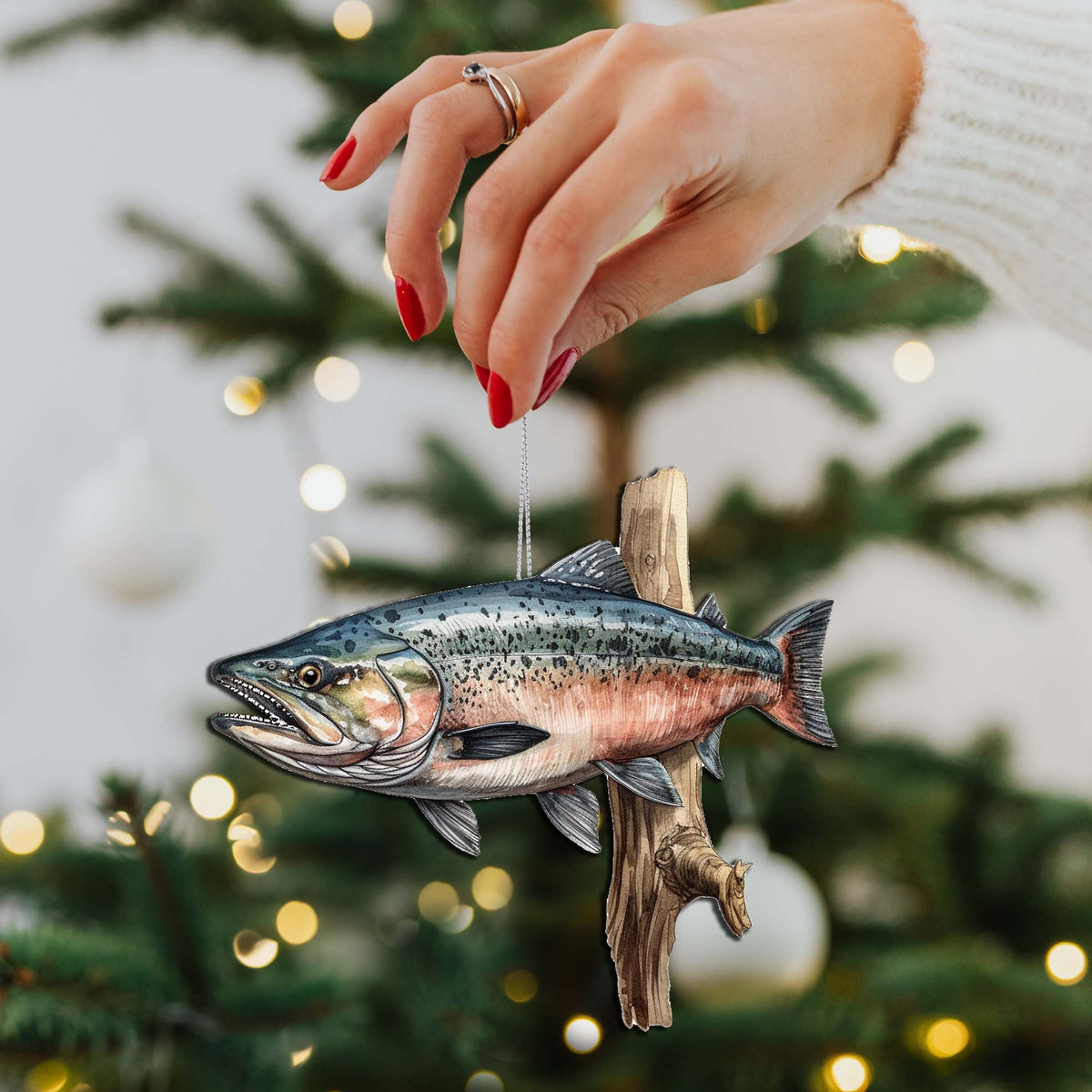 Alaskan Sockeye Wooden Ornaments by G.Debrekht - Wildlife Holiday Decor - 8710109-3
