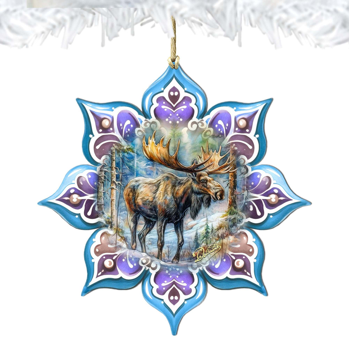 Moose Snowflake Large Wooden Ornament by G. Debrekht - Nature Wildlife Décor - 8688414M