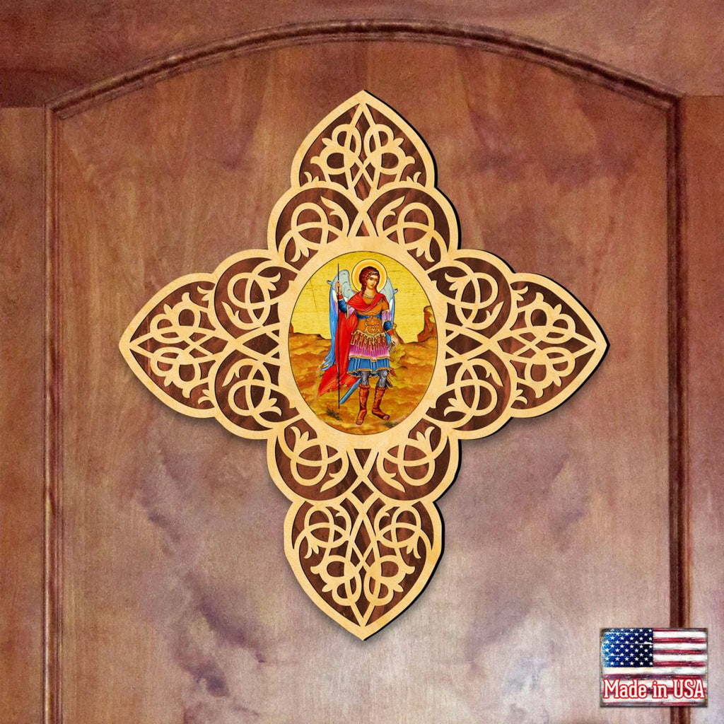 St. Michael the Archangel Filigree Wooden Cross by Museum Icons - Inspirational Icon Decor - 88422