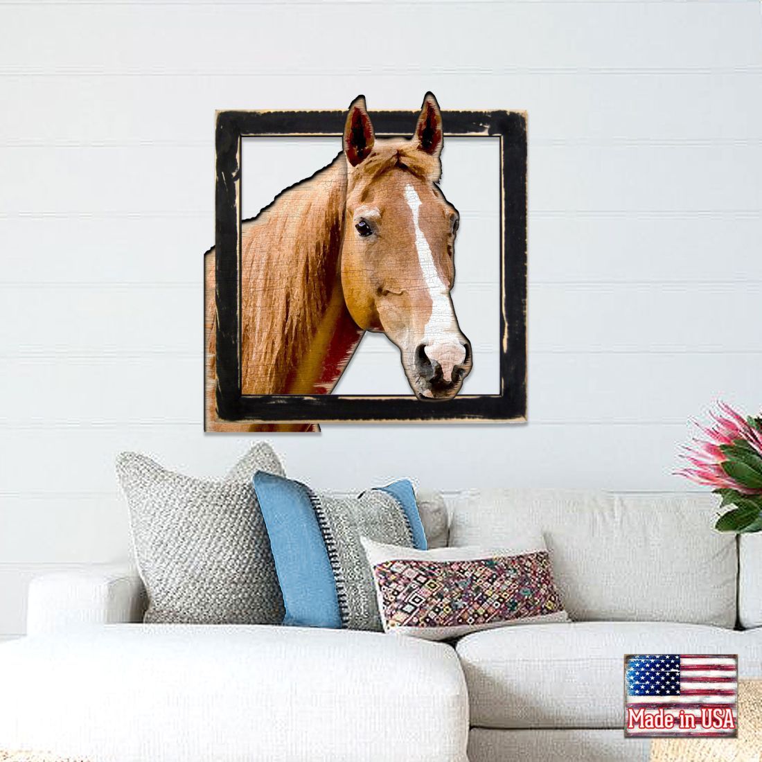 Brown Horse Head in Frame Wall Decor by G. DeBrekht - Nature Wildlife Decor  - G98160