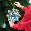 Snowman's Family Snowflake Large Wooden Ornament by G. Debrekht - Christmas Santa Snowman Decor - 8688428M