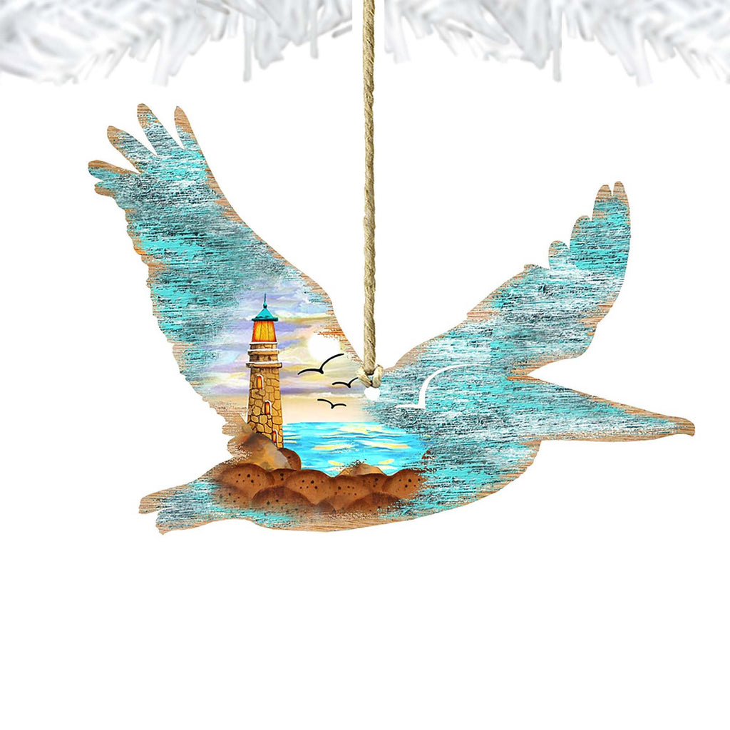 Pelican Wooden Ornaments by G. DeBrekht - Coastal Holiday Decor - 8198611