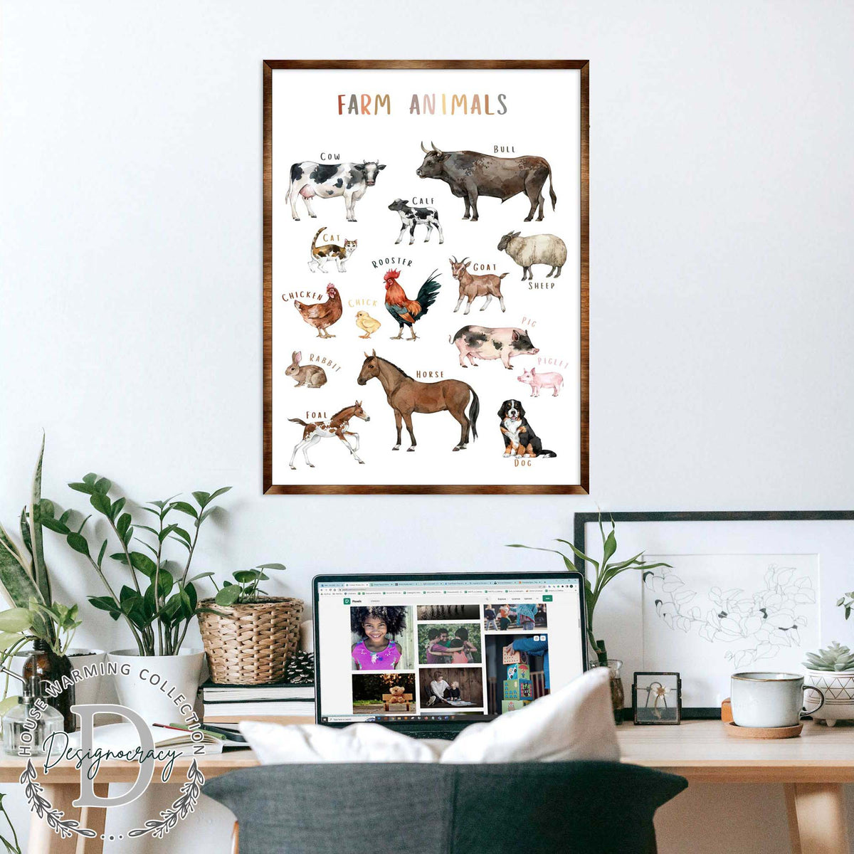 Farm Animals - Wooden Kids Room Decor - First day of school gift - ABC 123 Kids - Montessori Homeschool wooden poster I Educational Poster - Classroom Decor - 310215