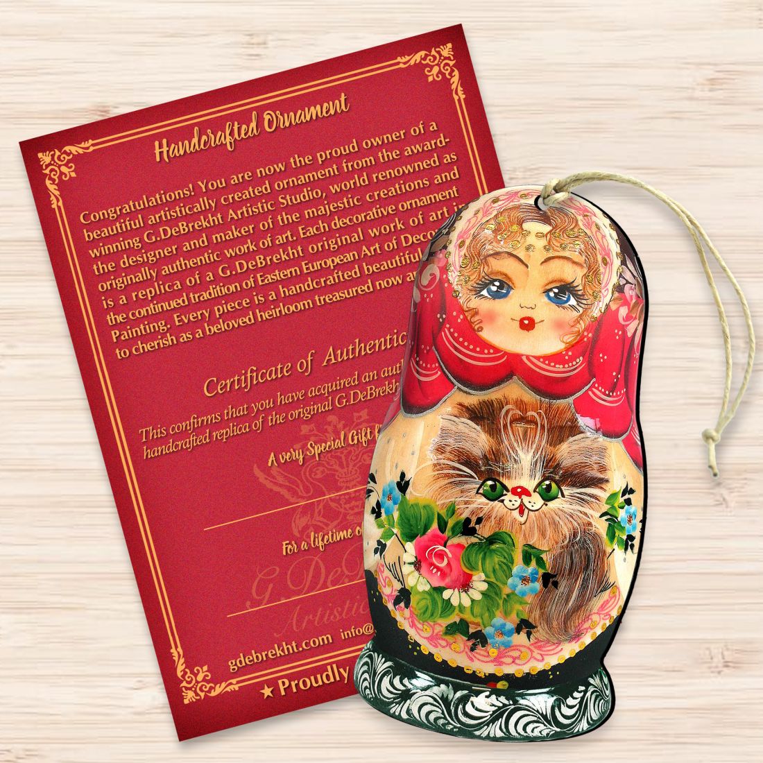 Nesting Doll Wooden Ornaments by G. DeBrekht - Christmas Santa Snowman Decor - 8115059