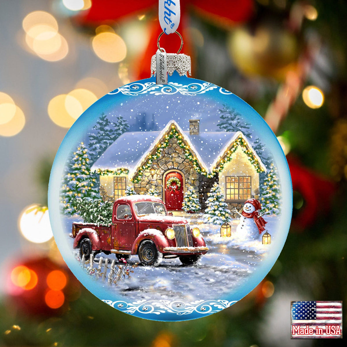 Christmas Cottage Glass Ornament Limited Edition by D. Gelsinger - Christmas Decor - 73899-1926