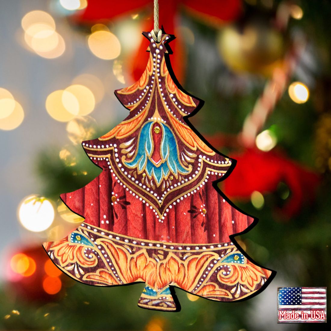 Colorful Christmas Tree Wooden Ornaments by G. DeBrekht - Christmas Decor - 8193147