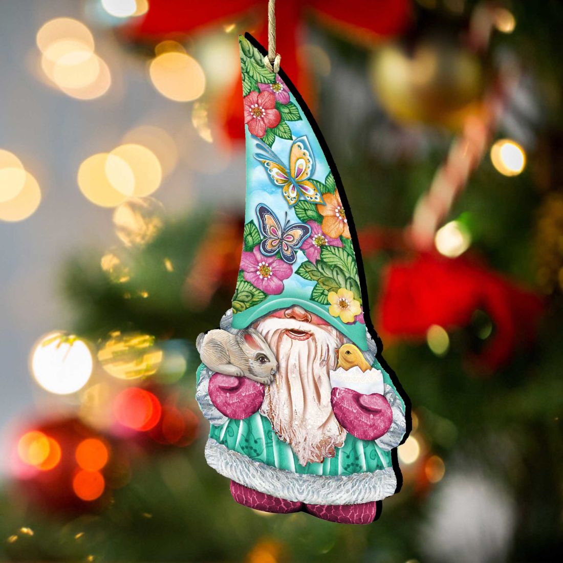 Spring Gnome Dwarf Wooden Ornaments by G. DeBrekht - Easter Spring Decor - 8611011