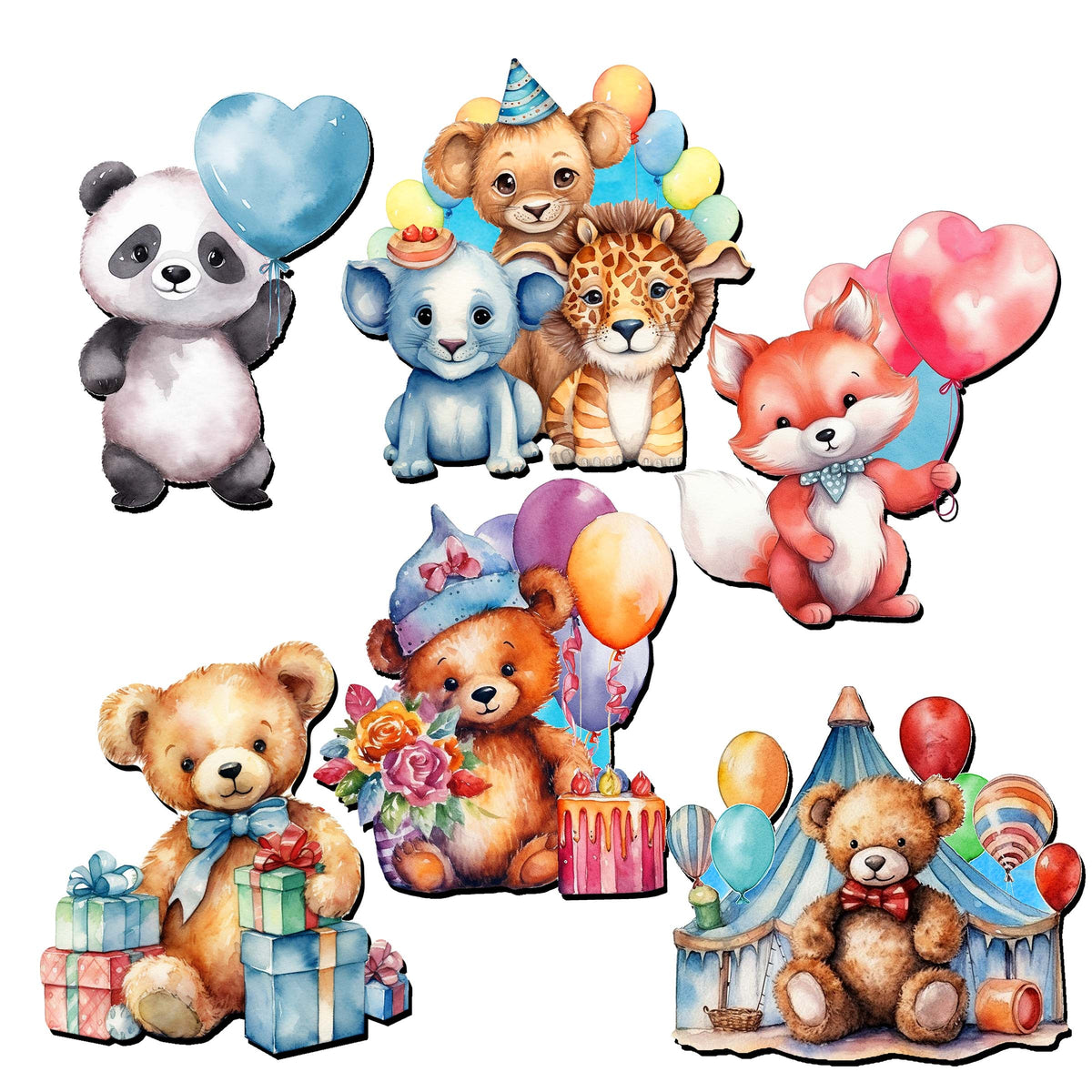 Happy Birthday Decorative Eco Wood Magnets Set of 6 by G. Debrekht - Family Love Decor - 8090035G-S6