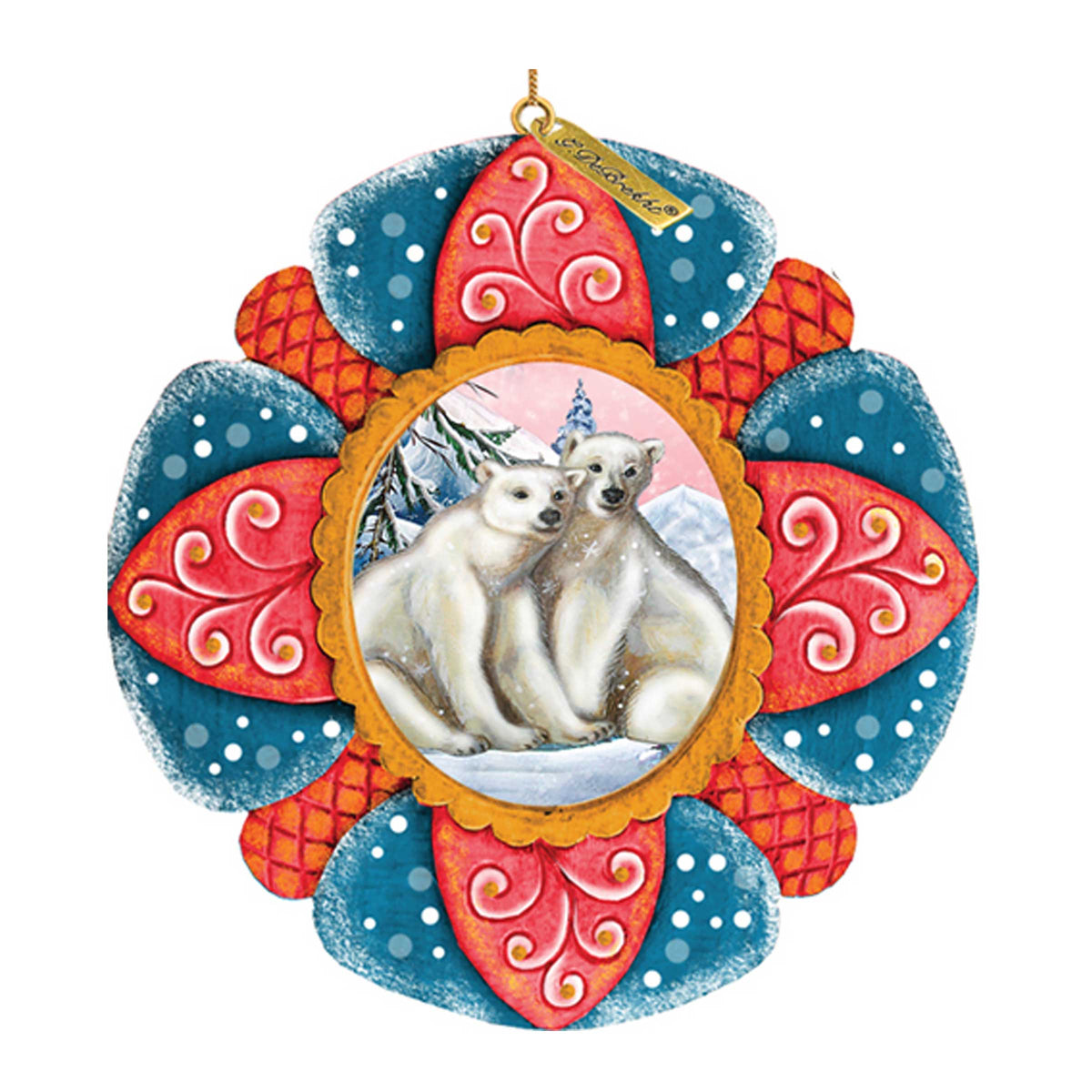 Polar Bear Sculpted Hand-Painted Christmas Ornament by G. DeBrekht - Wildlife Holiday Decor - 610550