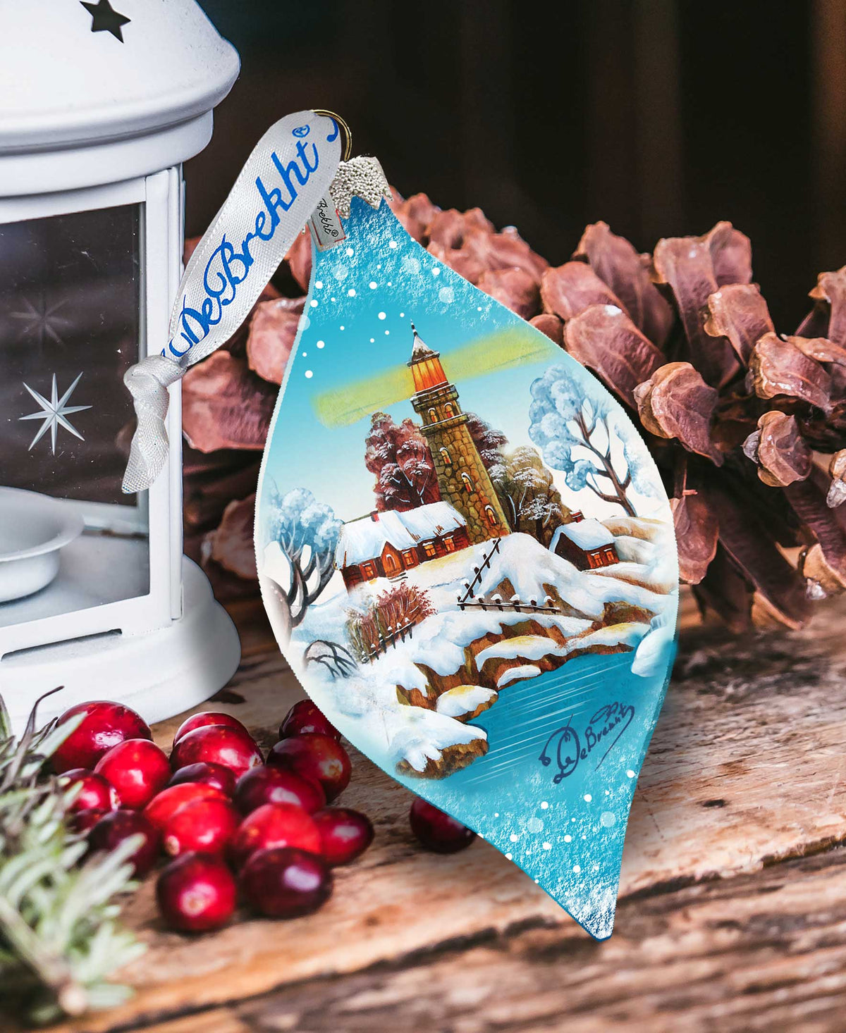 Lighthouse Drop Glass Ornament by G. DeBrekht - Coastal Holiday Décor - 74177