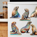 Coastal Sea Lions Decorative Eco Wood Magnets Set of 6 by G. Debrekht - Wildlife Decor - 8090112G-S6