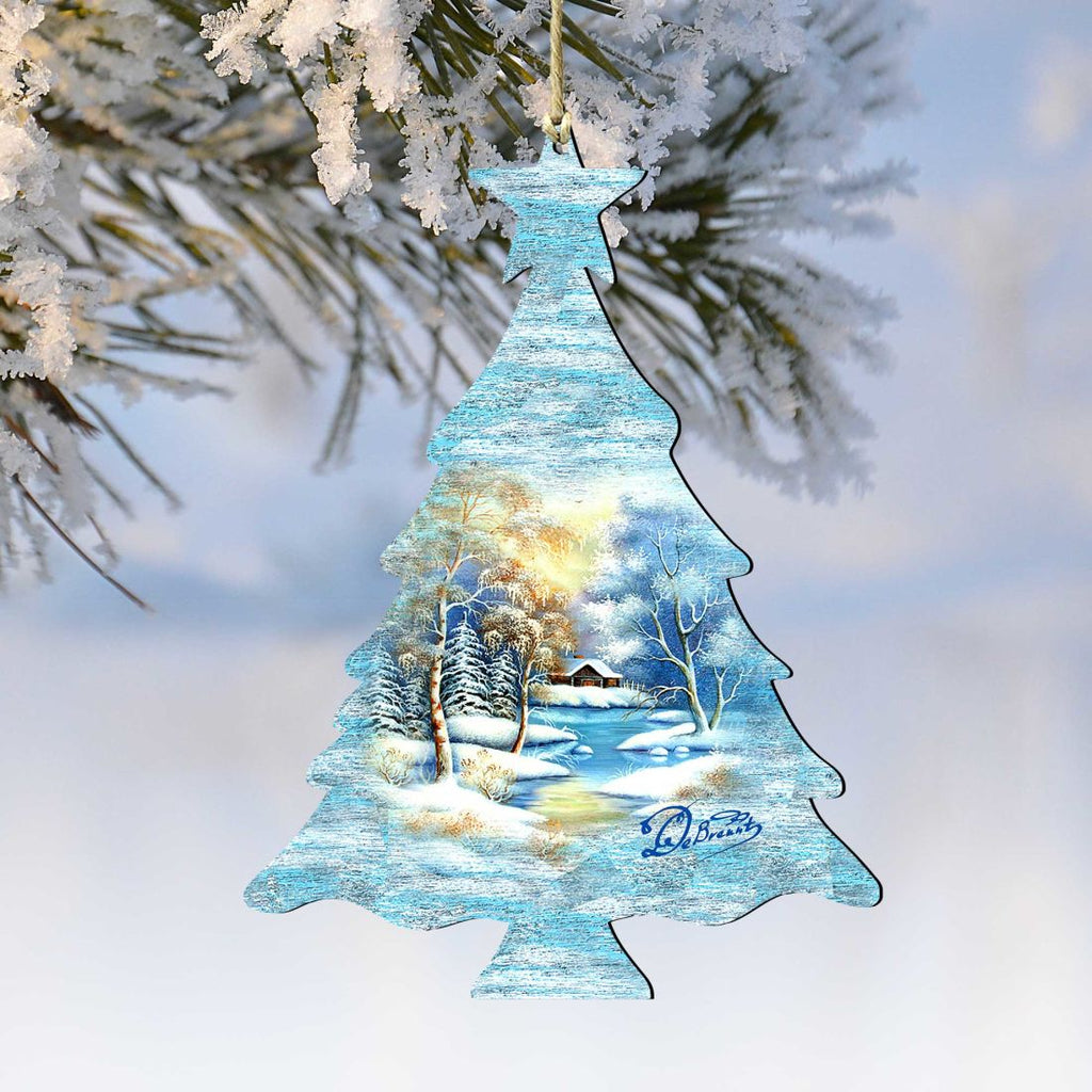 Winter Tree Wooden Ornaments by G. DeBrekht - Christmas Decor - 8198812