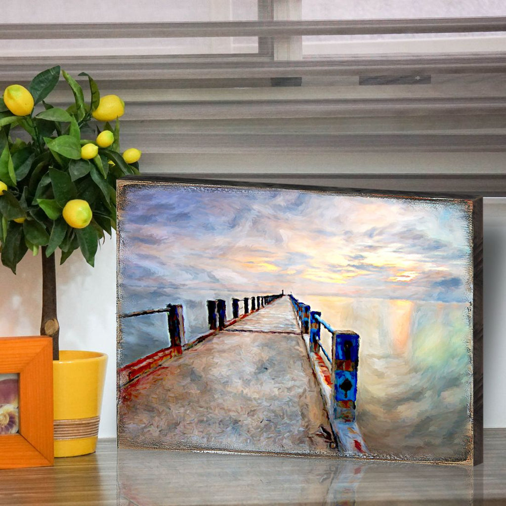 Soules Pier Wood Wooden Coastal Wall Art by Nature Wonders - Coastal Sea-Life Decor - 95273B