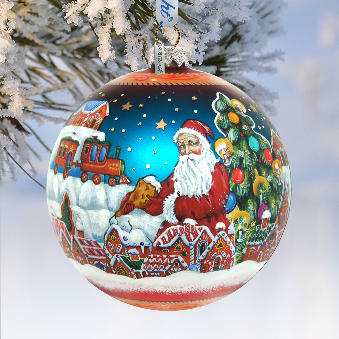 Gingerbread House Glass Ornament Limited Edition by G. DeBrekht - Christmas Santa Snowman Decor - 73858