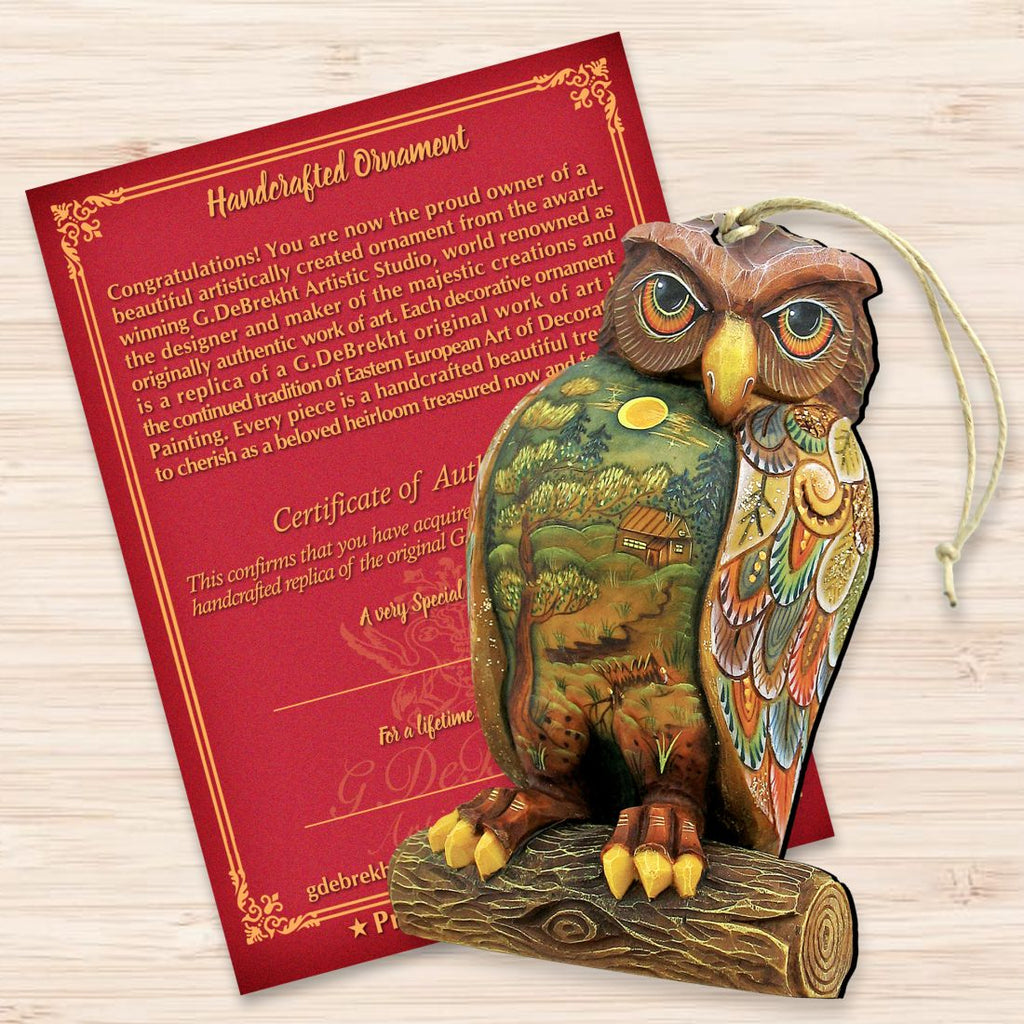 Owl Wooden Ornaments Halloween by G. DeBrekht - Thanksgiving Halloween Decor - 8158912