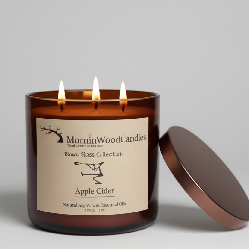 Apple Cider-Soy 3-Wick Blown Glass Collection