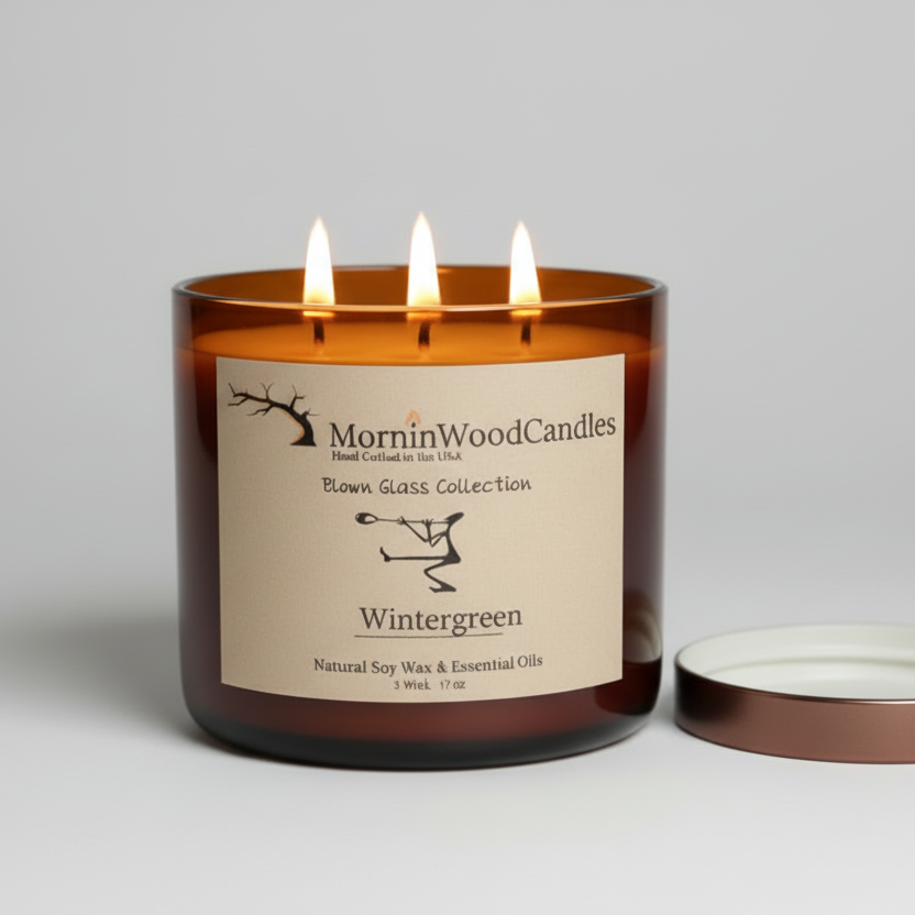 Wintergreen-Soy 3-Wick Blown Glass Collection