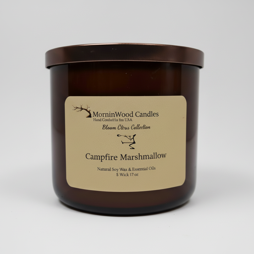 Campfire Marshmallow-Soy 3-Wick Blown Glass Collection