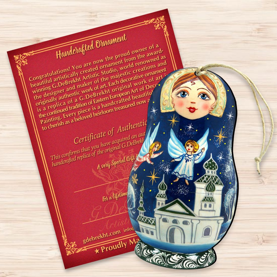 Guardian Angels Blue Doll Wooden Ornaments by G. DeBrekht - Christmas Decor - 8115941
