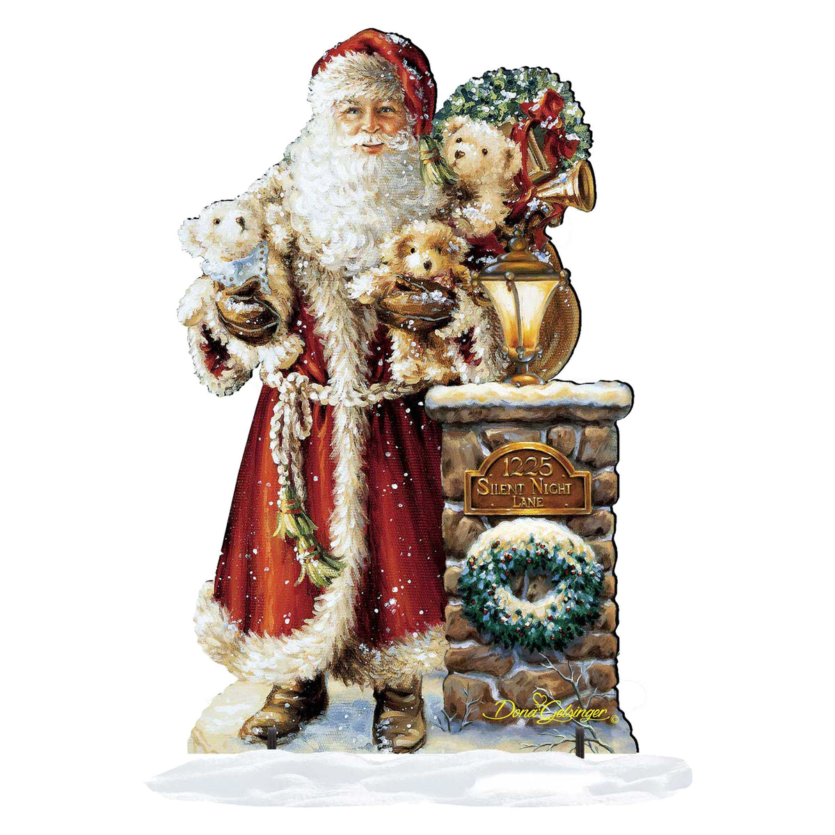 Silent Night Santa Christmas Outdoor Yard Sign by D. Gelsinger - Christmas Santa Snowman Decor - 8461013F-1315