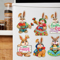 Easter Bunny Family Decorative Eco Wood Magnets Set of 6 by G. Debrekht - Easter Décor - 8090041G-S6