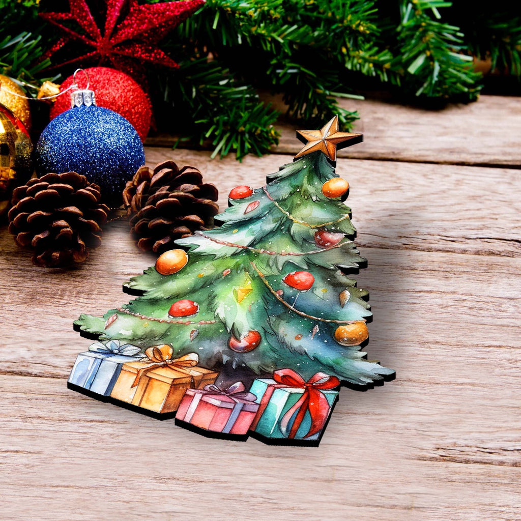 Christmas Tree Clip-On Eco Wood Decorative Ornaments Set of 3 by G. Debrekht - Christmas Decor - 8091044C-S3