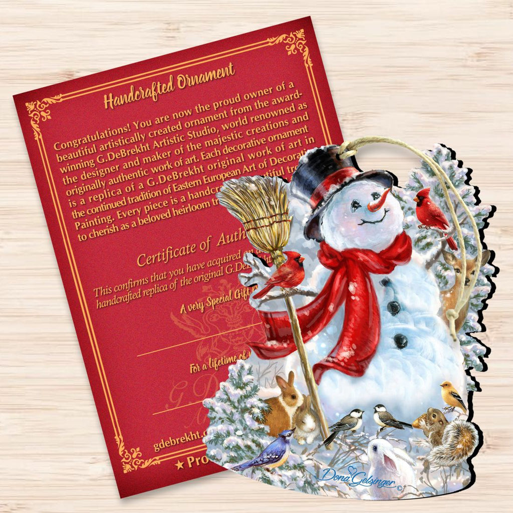 Old Worlds Snowman  Wooden Ornaments by Gelsinger - Christmas Santa Snowman Decor - 8161026-1624