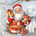 Merry Delivery Santa with Gifts Wooden Ornaments by G. Debrekht Christmas Santa Snowman Decor - 8611080-2