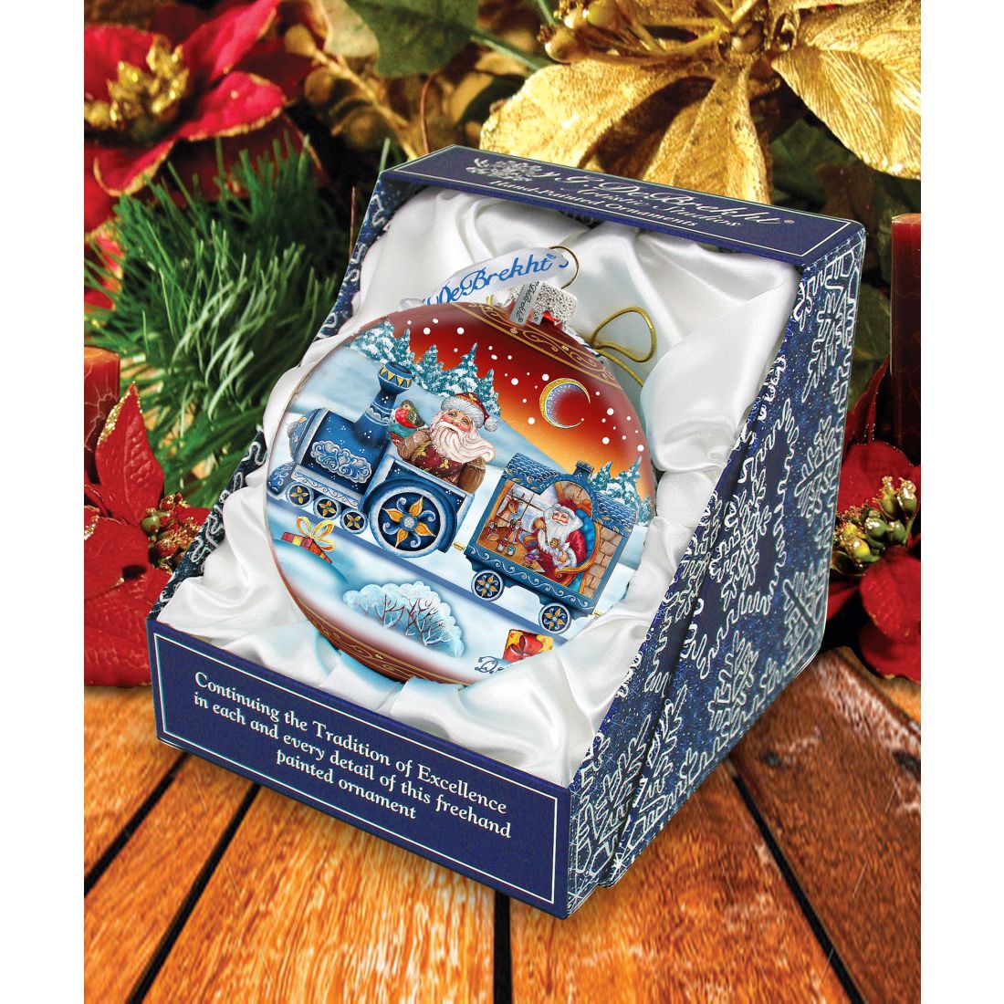 Express Train Ball Red Glass Ornament Limited Edition by G. DeBrekht - Christmas Santa Snowman Decor - 73873R