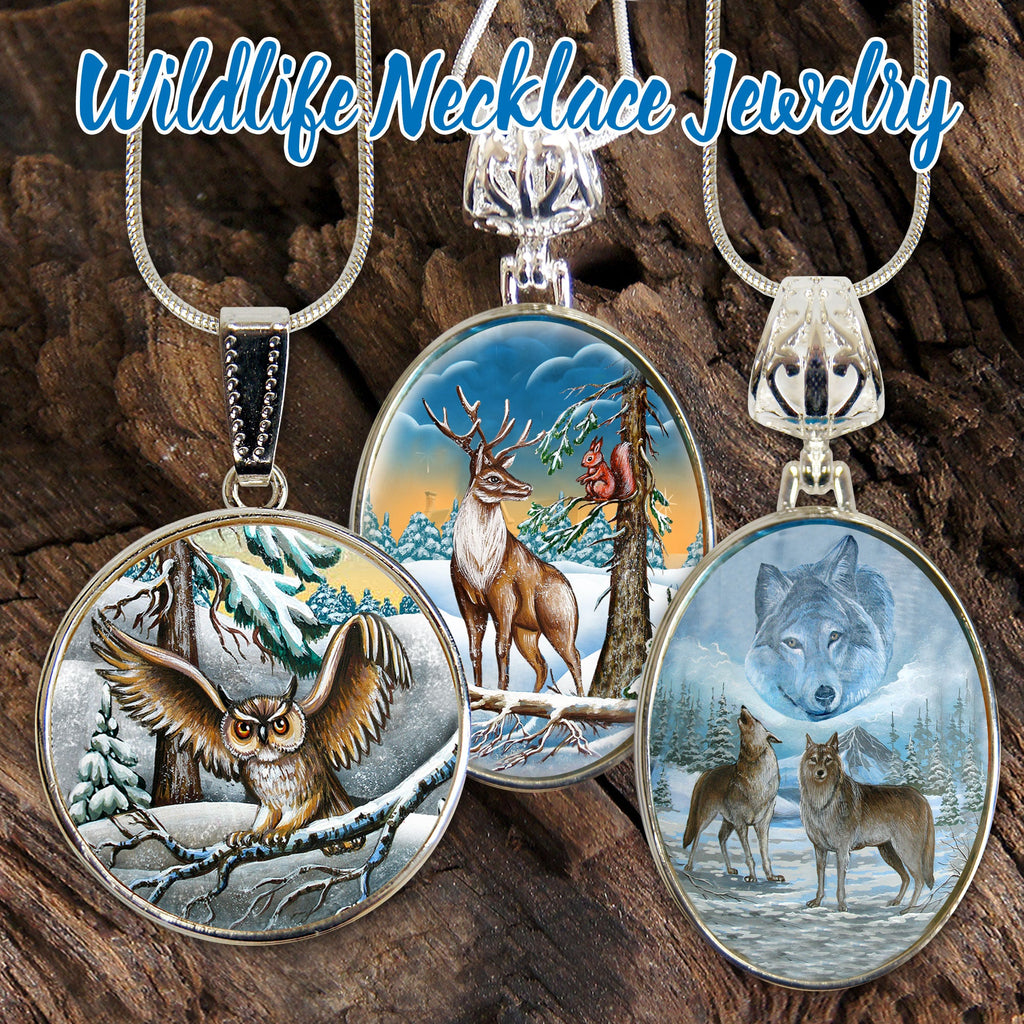 Giraffe Silver Plated Mother of Pearl Jewelry Necklace - 44018