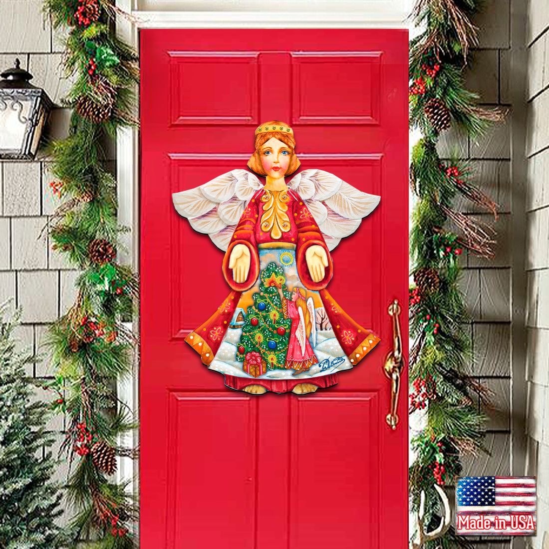 Christmas Tree Angel Nativity Door Decor by G. DeBrekht - Nativity Holiday Decor - 8154103H