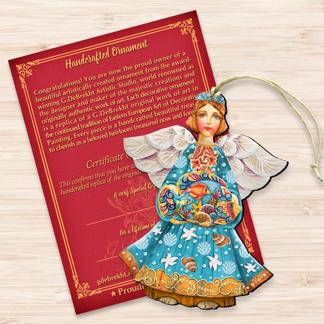 Guardian of The Sea Angel Wooden Ornaments by G. DeBrekht - Coastal Holiday Decor - 8152724
