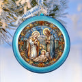 A Blessed Gathering - Holy Family Nativity Ball Glass Ornament by G. Debrekht - Nativity Holiday Decor - 73567C