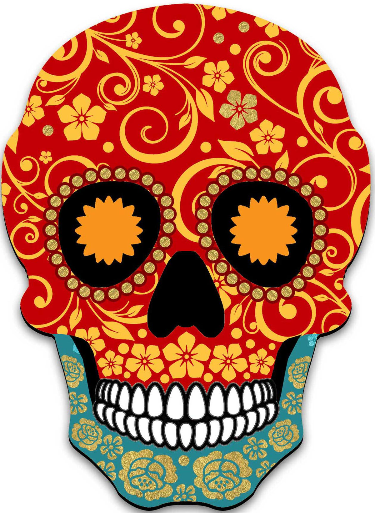 Day of The Dead Decorated Skull Halloween Door Decor by G. DeBrekht - Thanksgiving Halloween Decor - 8198443-2H