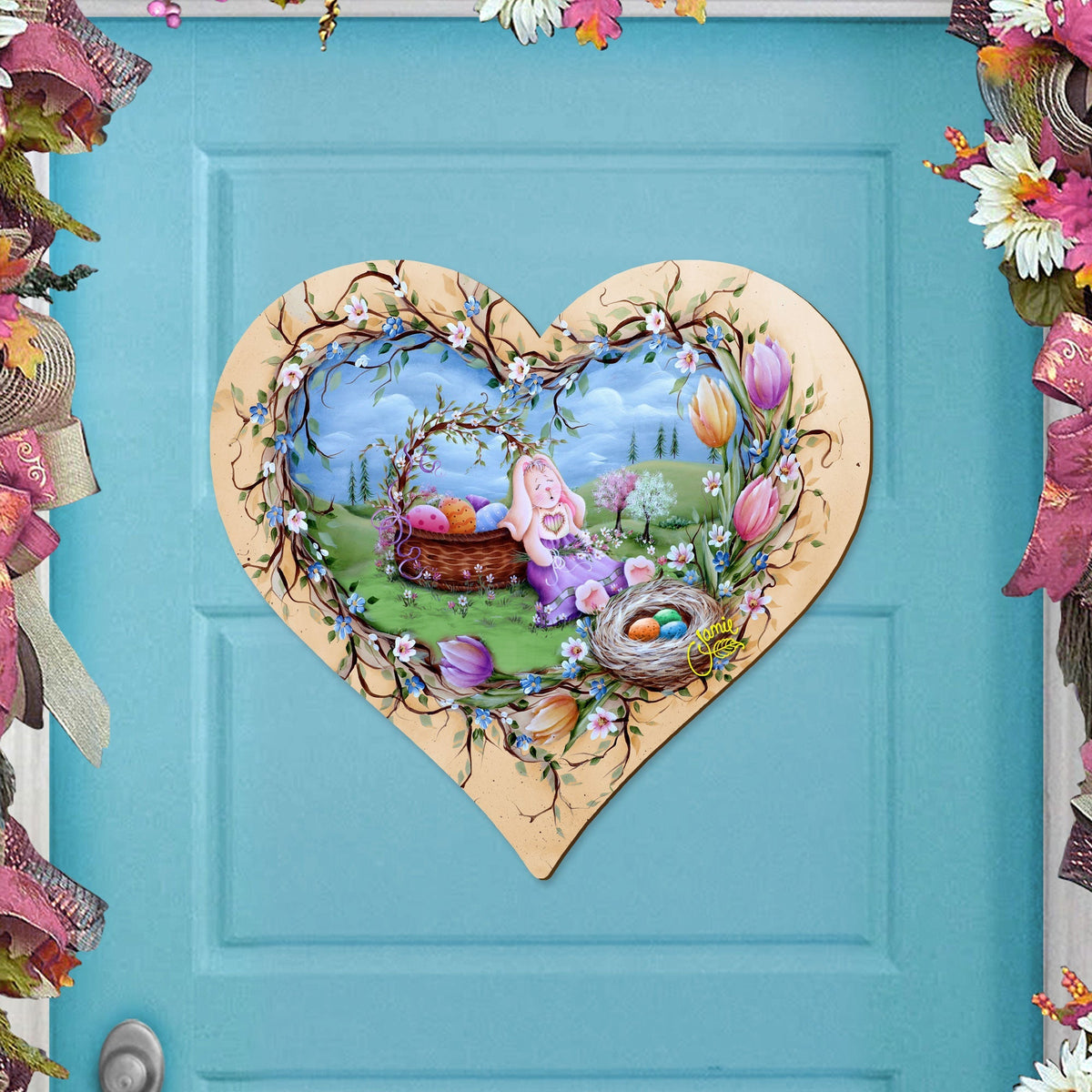 Easter Bunny Nap Easter Door Decor by Jamie Mills-Price - Easter Spring Decor - 8457706H-MP