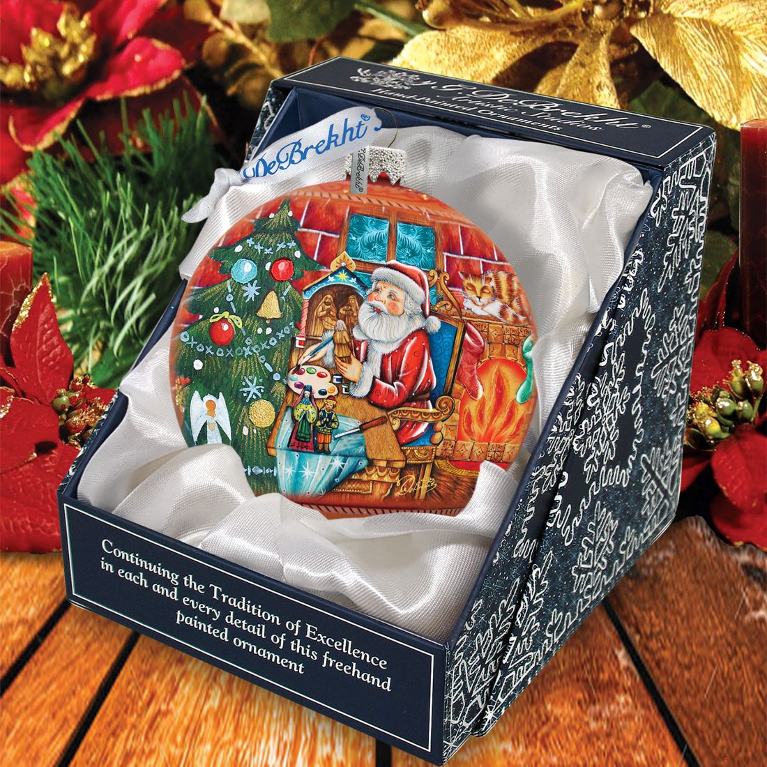 Nativity Workshop Ball Glass Ornament by G. DeBrekht - Christmas Santa Snowman Decor - 73614