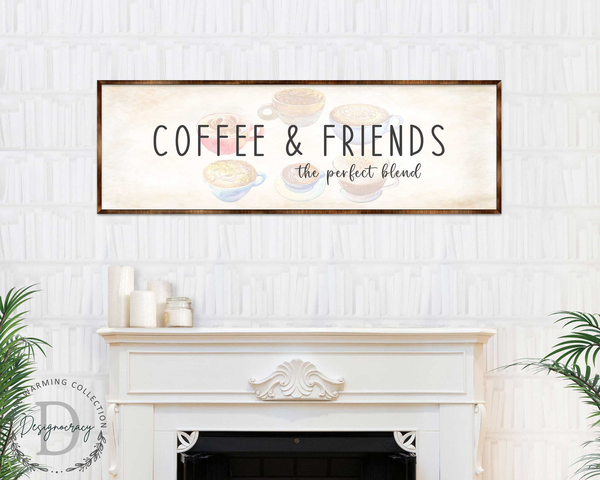 Coffee & Friends the Perfect Blend - Wooden Coffee shop decor - Farmhouse decor - Wooden Wall art - Kitchen decor - Farmhouse kitchen - Coffee nook - 310314