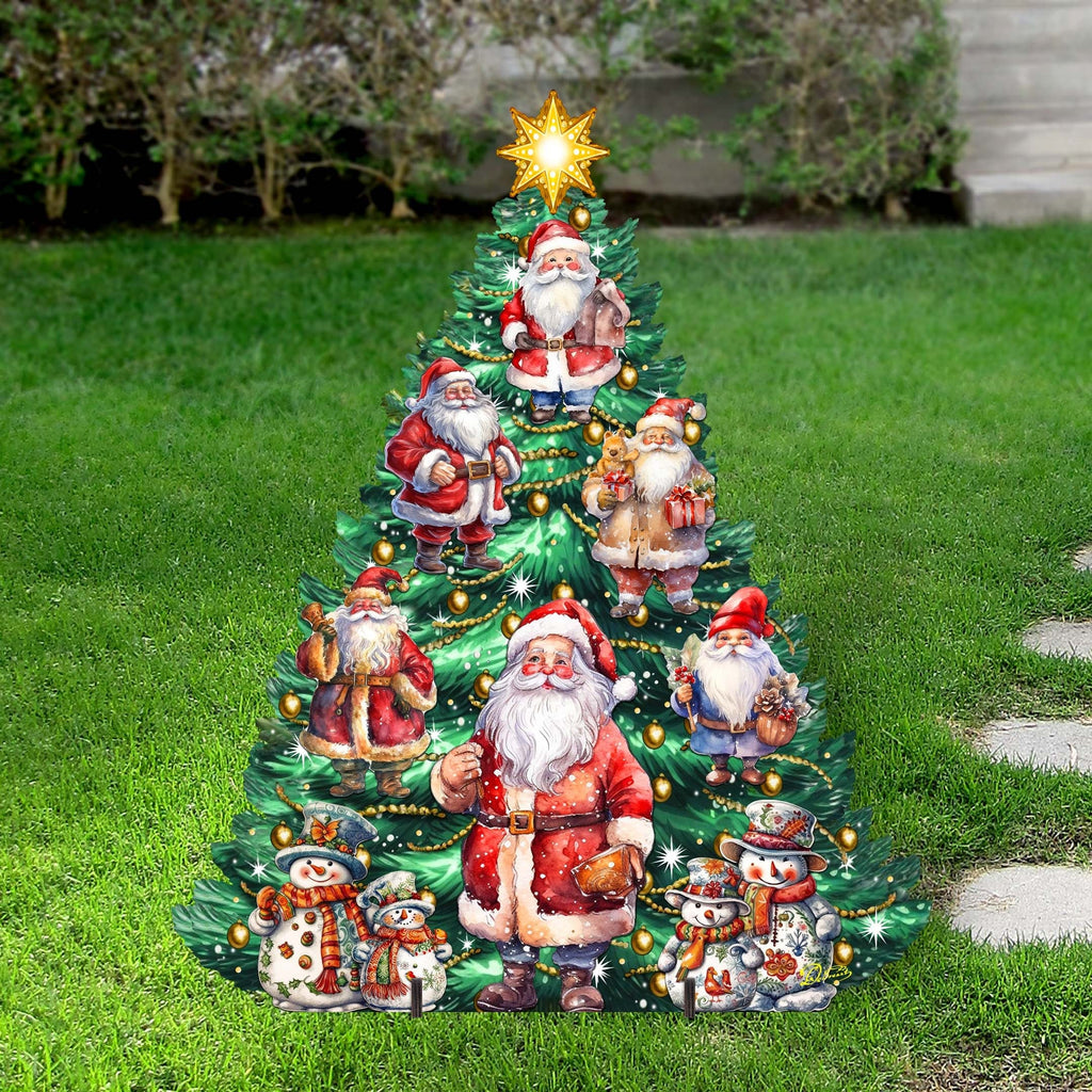 Santa Claus-Themed Christmas Tree Outdoor Indoor Decor Wooden Christmas Decoration by G. Debrekht Christmas Decor - 8191516F