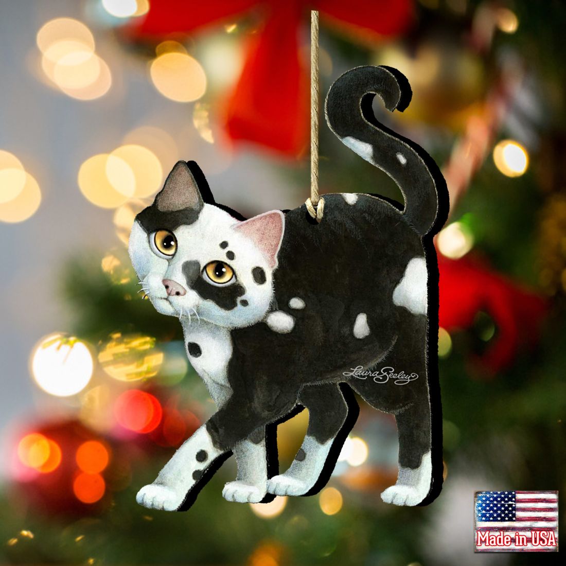 Cookie N Creme Cat Wooden Ornaments by Laura Seeley - Pets Dog and Cats Decor - 8512064-LS