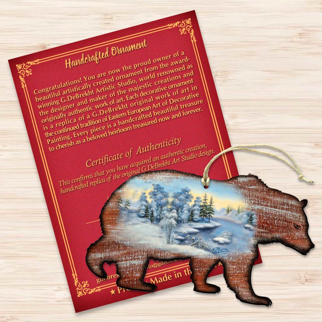 Grizzly Christmas Wooden Ornaments by G. DeBrekht - Wildlife Holiday Decor - 8198214