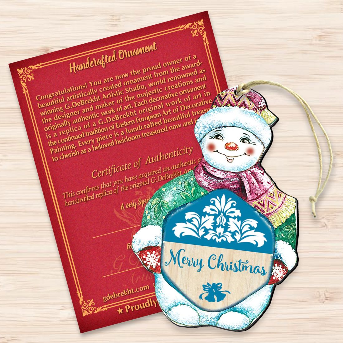 Snowman Christmas Wooden Ornaments by G. DeBrekht - Christmas Santa Snowman Decor - 8116101