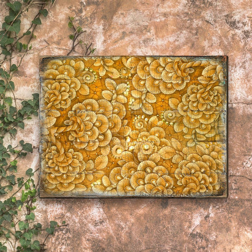 Amali Wooden Wall Art by G. DeBrekht - Floral Ornamental Decor - 95013B