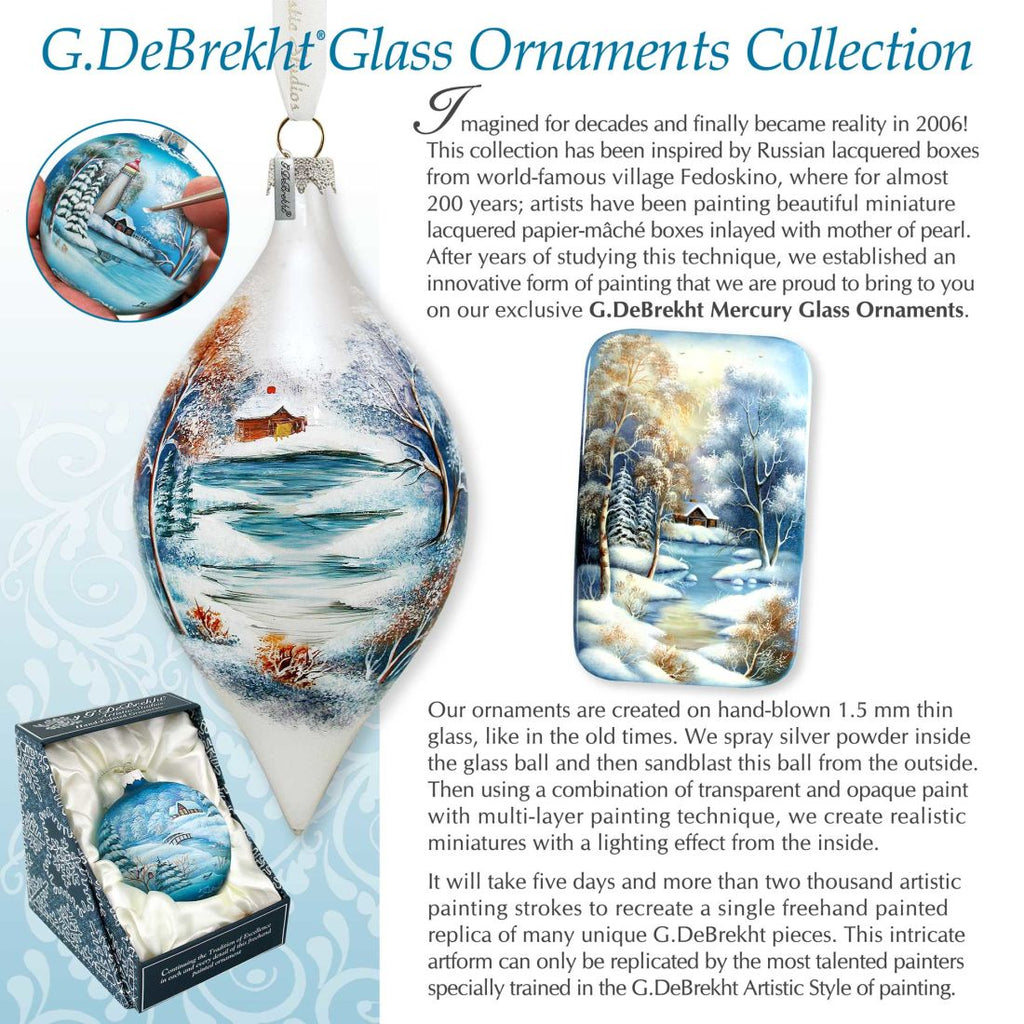 Santa on His Way Glass Ornament by G. DeBrekht - Christmas Santa Snowman Decor - 753-005