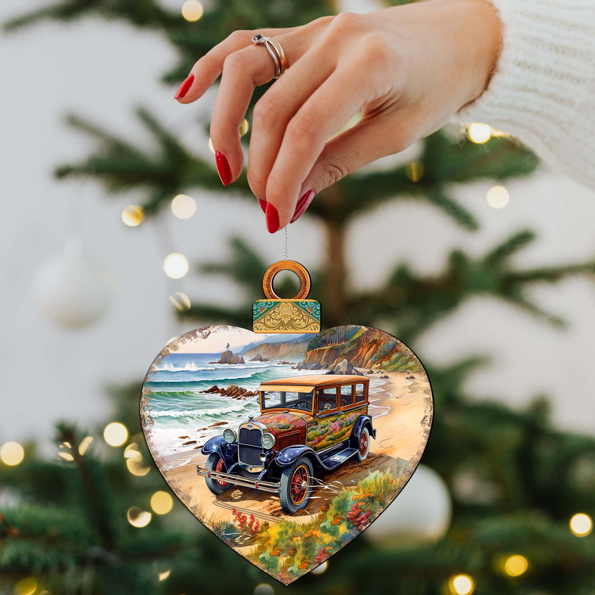 Coastal Decorations - Beach Cruiser Wooden Ornaments by G. Debrekht Coastal Holiday Decor - 8688175