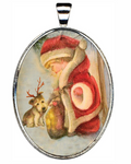 Little Santa Silver Plated Medal Pendant Necklace - 44153O