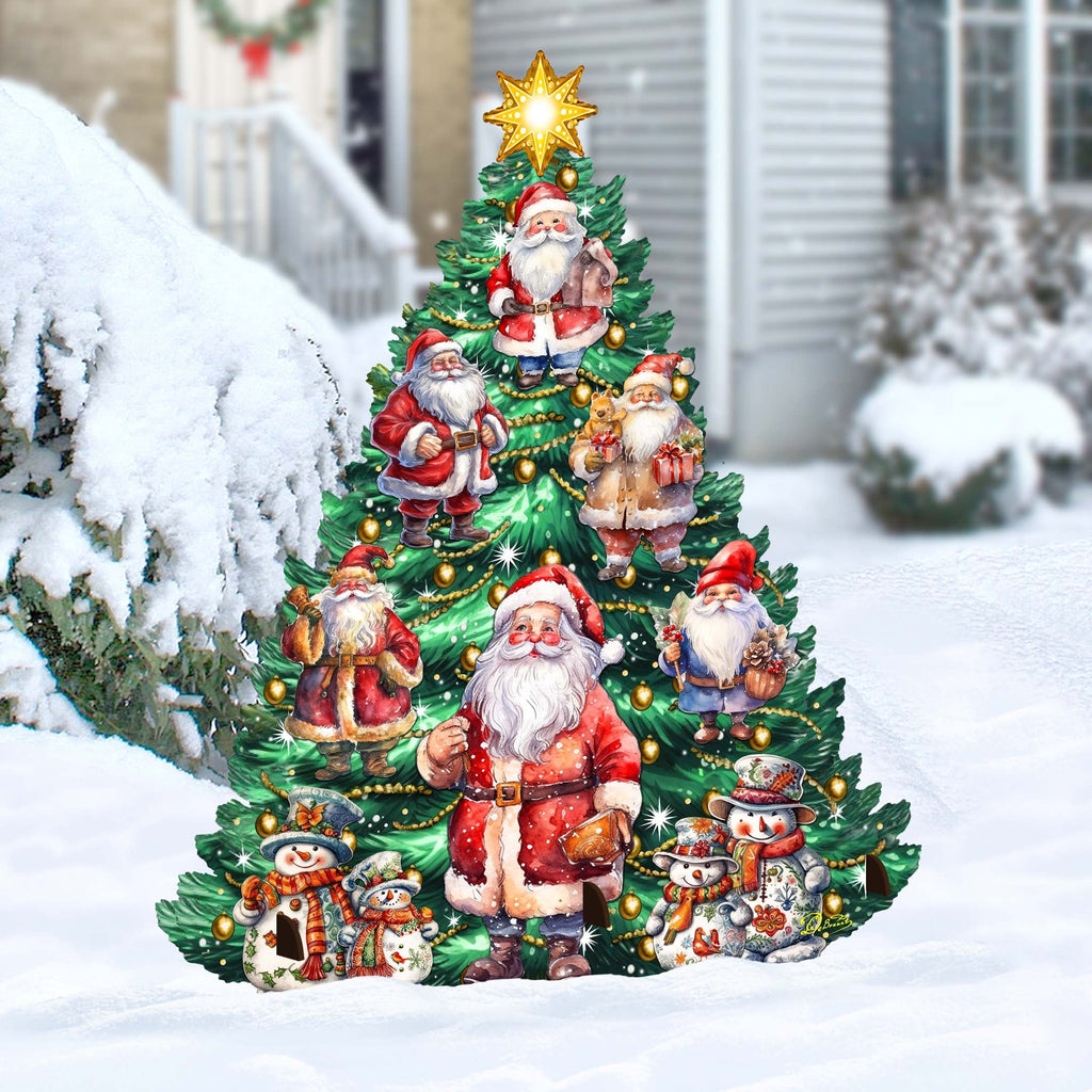 Santa Claus-Themed Christmas Tree Outdoor Indoor Decor Wooden Christmas Decoration by G. Debrekht Christmas Decor - 8191516F